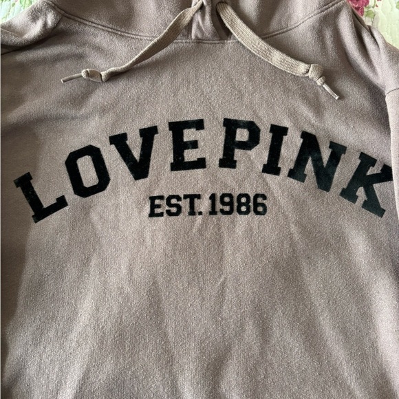 Victorias Secret PINK Sherpa Lined Hoodie Sweatshirt Womens L Mauve Velvet logo - Picture 2 of 8